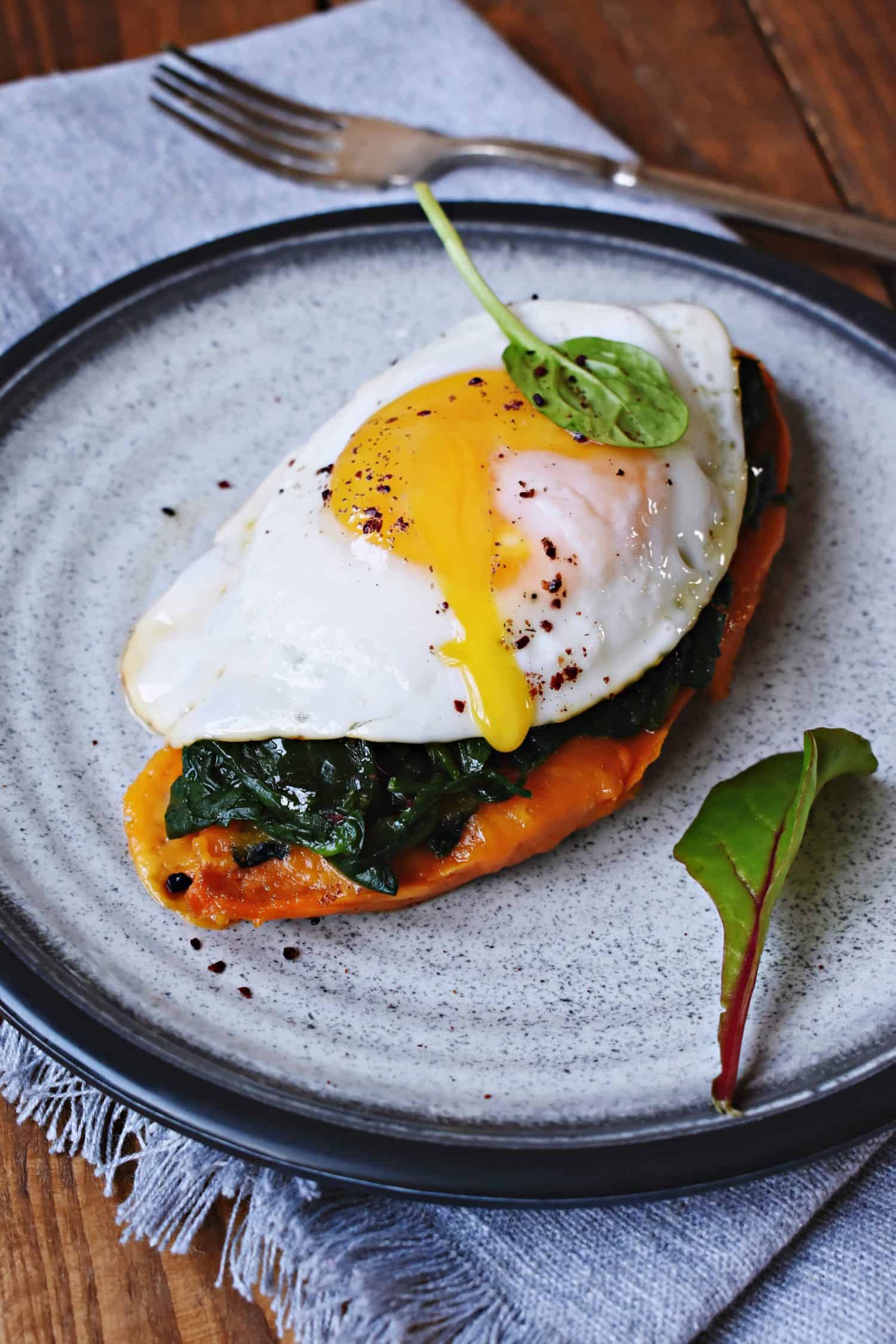 4. Spinach and Egg Sweet Potato Toast